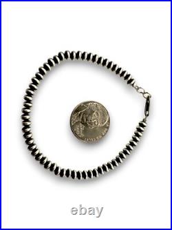 Navajo Sterling Silver Rondelles Saucer Flat Bead Bracelet 4mm 6 98946