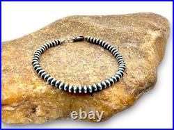 Navajo Sterling Silver Rondelles Saucer Flat Bead Bracelet 4mm 6 98946