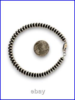 Navajo Sterling Silver Rondelles Saucer Flat Bead Bracelet 4mm 6 98946