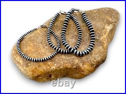 Navajo Sterling Silver Rondelles Saucer Flat Bead Bracelet 4mm 6 98946