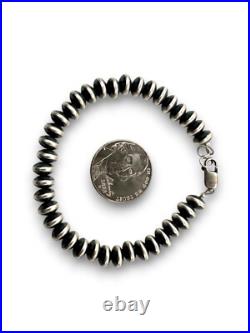 Navajo Sterling Silver Rondelles Saucer Flat Bead Bracelet 6mm 7 97607