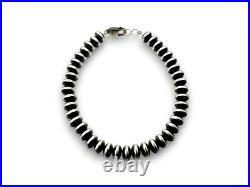 Navajo Sterling Silver Rondelles Saucer Flat Bead Bracelet 6mm 7 97607