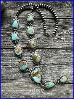 Navajo Sterling Silver Royston Turquoise Lariat Necklace. KY