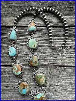Navajo Sterling Silver Royston Turquoise Lariat Necklace. KY