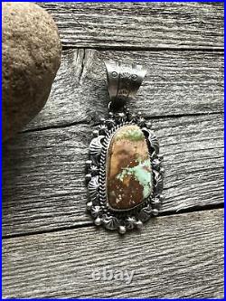 Navajo Sterling Silver Royston Turquoise Pendant. KY