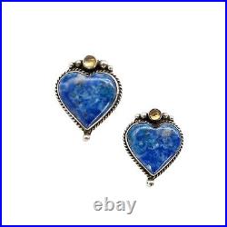 Navajo Sterling Silver Sodalite Heart Earrings