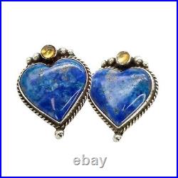 Navajo Sterling Silver Sodalite Heart Earrings