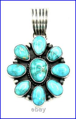 Navajo Sterling Silver Sonoran Gold Turquoise Old Style Pendant By Timothy Begay