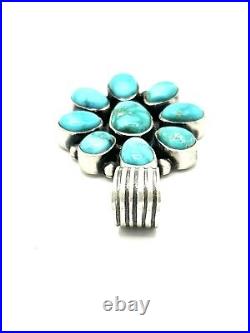 Navajo Sterling Silver Sonoran Gold Turquoise Old Style Pendant By Timothy Begay
