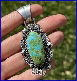 Navajo Sterling Silver Sonoran Gold Turquoise Pendant. KY