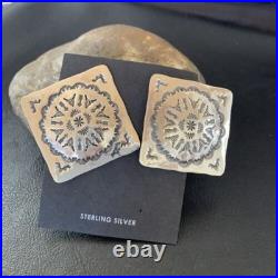 Navajo Sterling Silver Stamped Earrings Native American Handmade 1667