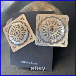 Navajo Sterling Silver Stamped Earrings Native American Handmade 1667