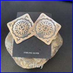 Navajo Sterling Silver Stamped Earrings Native American Handmade 1667