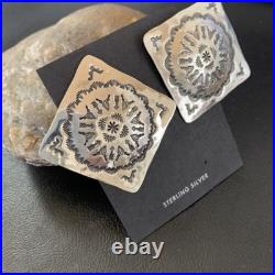 Navajo Sterling Silver Stamped Earrings Native American Handmade 1667