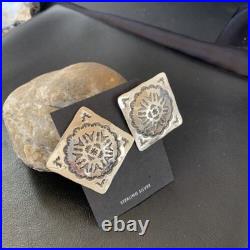 Navajo Sterling Silver Stamped Earrings Native American Handmade 1667
