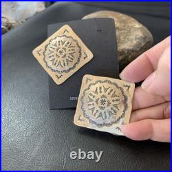 Navajo Sterling Silver Stamped Earrings Native American Handmade 1667