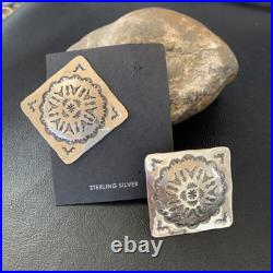 Navajo Sterling Silver Stamped Earrings Native American Handmade 1667