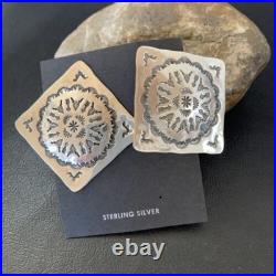 Navajo Sterling Silver Stamped Earrings Native American Handmade 1667