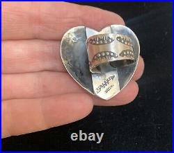 Navajo Sterling Silver Stamped Heart Ring Adjustable VIncent Platero VJP
