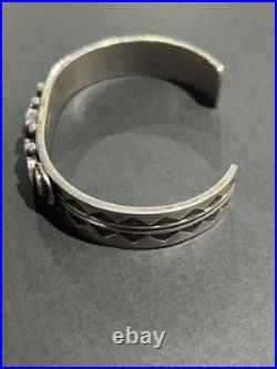 Navajo Sterling Silver Turquoise 5 Stone Stampwork Bangle Bracelet