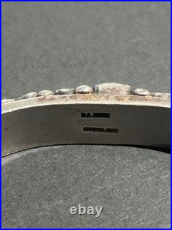 Navajo Sterling Silver Turquoise 5 Stone Stampwork Bangle Bracelet