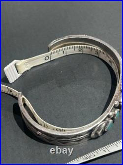 Navajo Sterling Silver Turquoise 5 Stone Stampwork Bangle Bracelet