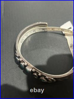 Navajo Sterling Silver Turquoise 5 Stone Stampwork Bangle Bracelet