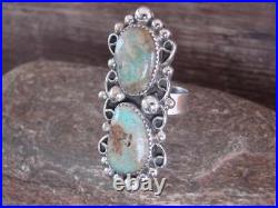Navajo Sterling Silver Turquoise Adjustable Ring Size 10 to 12 Cleveland