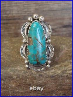 Navajo Sterling Silver Turquoise Adjustable Ring Size 11 to 12 Cleveland