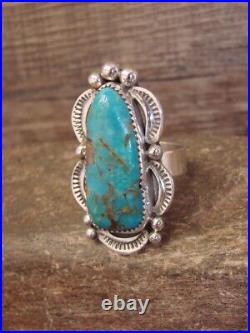 Navajo Sterling Silver Turquoise Adjustable Ring Size 11 to 12 Cleveland