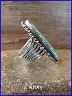 Navajo Sterling Silver Turquoise Adjustable Ring Size 8.5 to 10.5 Signed NJ