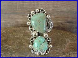 Navajo Sterling Silver Turquoise Adjustable Ring Size 9 to 11 by Cleveland