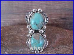 Navajo Sterling Silver Turquoise Adjustable Ring Size 9 to 11 by Cleveland