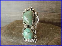 Navajo Sterling Silver Turquoise Adjustable Ring Size 9 to 11 by Cleveland