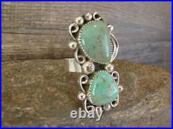 Navajo Sterling Silver Turquoise Adjustable Ring Size 9 to 11 by Cleveland