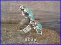 Navajo Sterling Silver Turquoise Adjustable Ring Size 9 to 11 by Cleveland