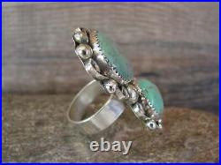 Navajo Sterling Silver Turquoise Adjustable Ring Size 9 to 11 by Cleveland