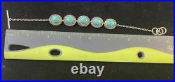 Navajo Sterling Silver Turquoise Adjustable Toggle Clsp Bracelet Signed Bbj