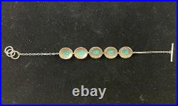 Navajo Sterling Silver Turquoise Adjustable Toggle Clsp Bracelet Signed Bbj