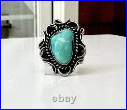 Navajo Sterling Silver Turquoise Atencio IHMSS Native American Size Ring