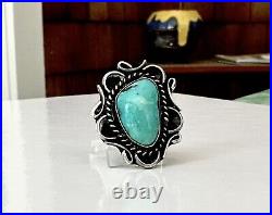 Navajo Sterling Silver Turquoise Atencio IHMSS Native American Size Ring