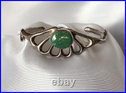 Navajo Sterling Silver & Turquoise Bangle Bracelet Signed Sterling LM