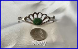 Navajo Sterling Silver & Turquoise Bangle Bracelet Signed Sterling LM