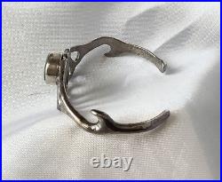 Navajo Sterling Silver & Turquoise Bangle Bracelet Signed Sterling LM