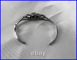 Navajo Sterling Silver & Turquoise Bangle Bracelet Signed Sterling LM