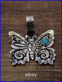 Navajo Sterling Silver & Turquoise Butterfly Pendant Singer