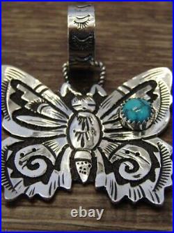 Navajo Sterling Silver & Turquoise Butterfly Pendant Singer