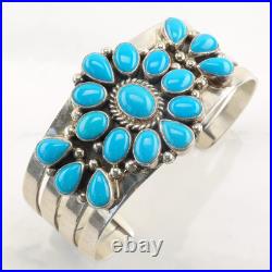 Navajo Sterling Silver, Turquoise Cluster Cuff Bracelet Signed Kathleen Chavez