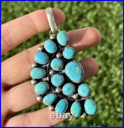 Navajo Sterling Silver Turquoise Cluster Pendant. B Lee