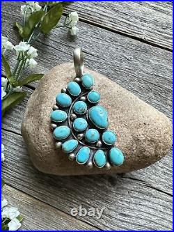 Navajo Sterling Silver Turquoise Cluster Pendant. B Lee